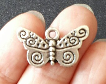 10pcs-butterfly charm- antique silver tone butterfly charm