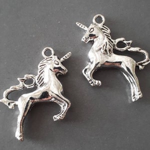 2pcs-2 sided silver tone Unicorn charm Unicorn pendant DIY Unicorn earrings Charm