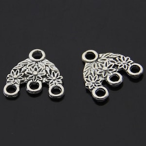 6pcs-4 loops silver tone earring connector, 3 strands bracelet connector, multi-strand jewelry connector