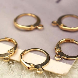 10pcs, 5 pairs-1 loop gold tone round Lever back Earrings Hooks, round ear wires-silver tone available