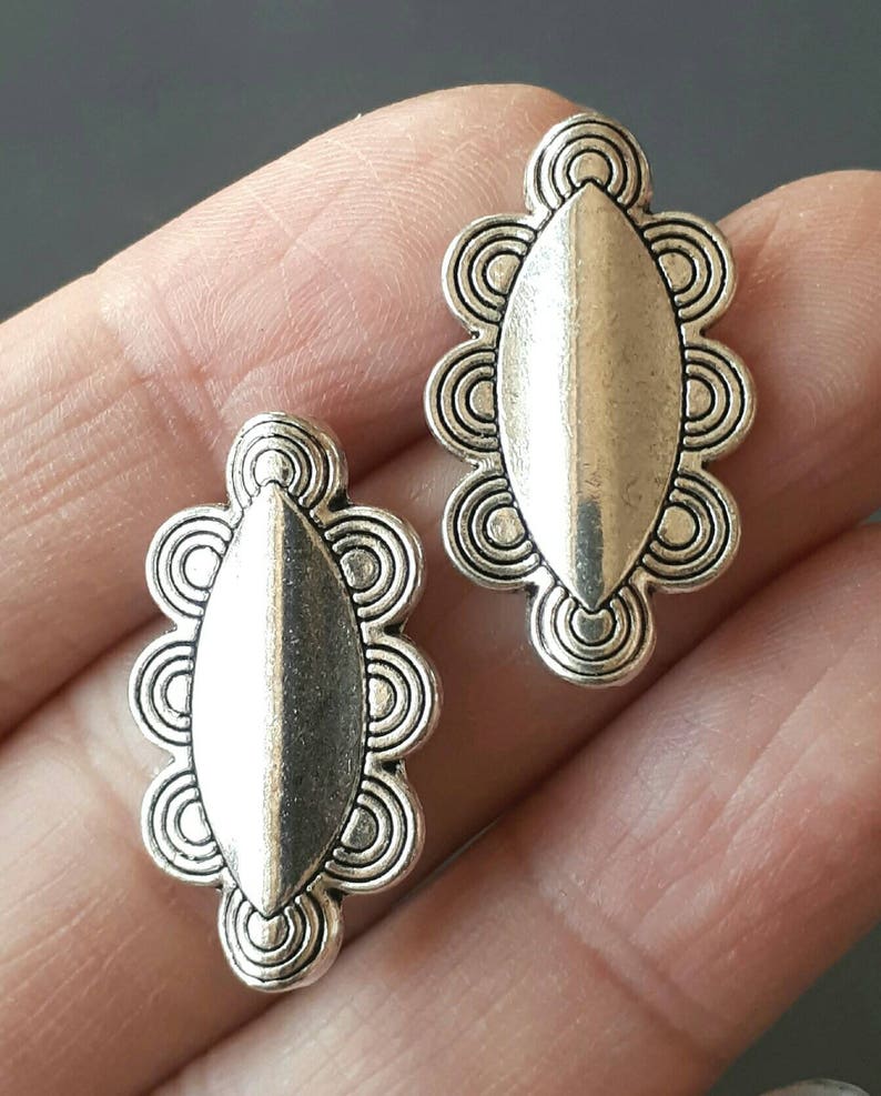 4pcs-22mmX14mm silver oval space beads