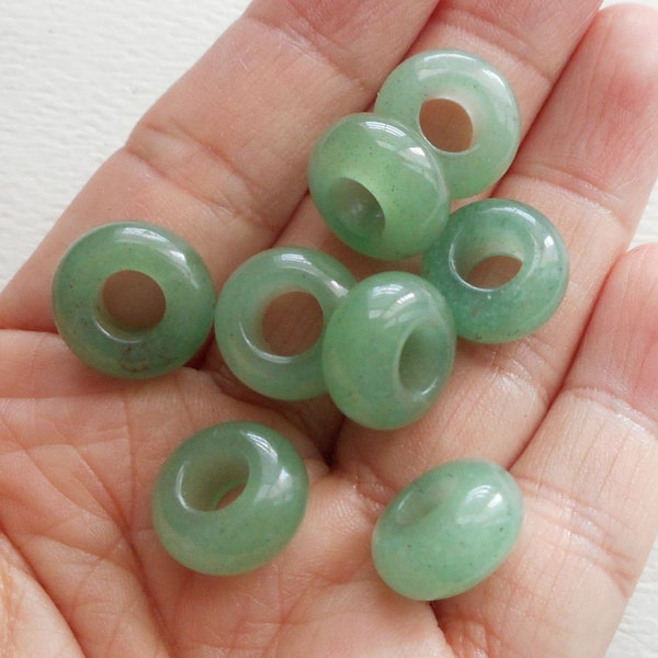 4pcs-4mm big hole-13mm Natural Green Aventurine gemstone European beads-pick other gemstone