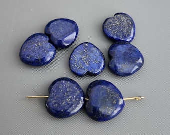4pcs-Heart shaped Lapis Lazuli gemstone beads, DIY lapis Lazuli earrings, beads for bracelet, necklace beads