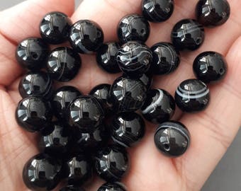 10pcs-10mm Natural Black Onyx Agate gemstone round beads