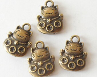 Charme Argenté Chat Porte-bonheur 15 X 11 Mm – Neuf Sans Emballage, Pour Bracelet Ou Collier
