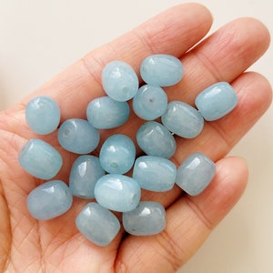 8pcs-Aqua blue Agate gemstone beads 11mmX9mm