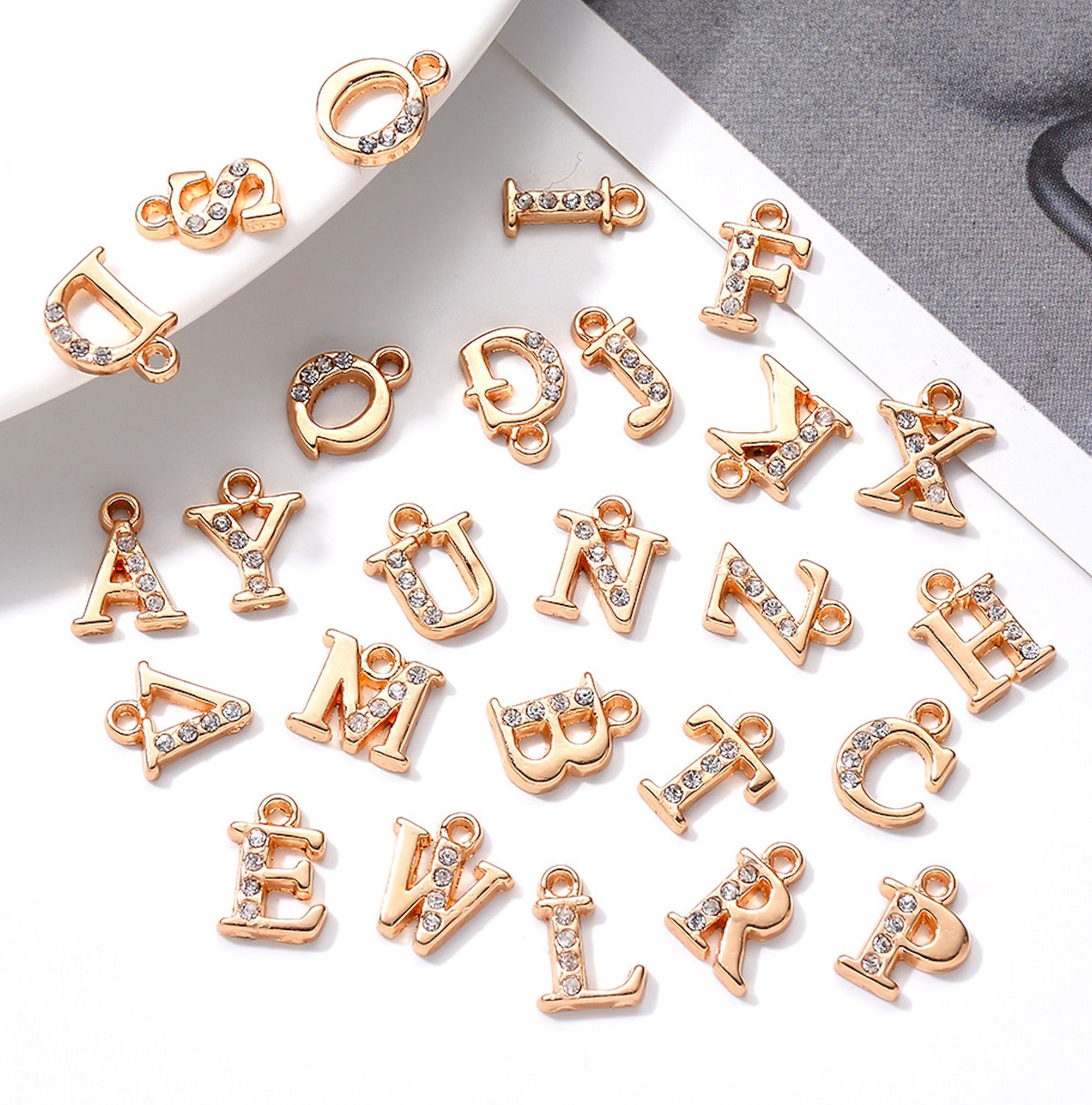 26 Alphabet Letters Set-1 Loop Gold Plated Letter Charms W/ | Etsy