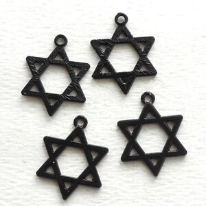 6pcs-high quality 1&quot; black David Star charm-painted black star Charm