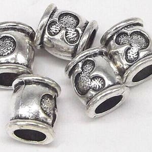 5 Stück-11mmX10mm silberfarbene Mäuseperlen, Metallperlen mit großem Loch