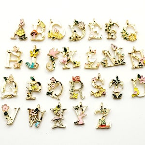 Double Sided Gold Enamel Letter Charms - 1pc, Assorted Colors, Letter Charms Near Me, Letter Charms for Necklaces, Letter Charms Wholesale