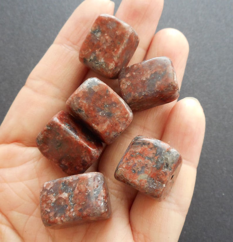 10pc chunky red Sesame Jasper gemstone cube beads Etsy