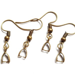 20pcs, 10pairs-bronze tone Ear wire with Pinch Bail, Earring Hooks for Dangle Earrings -silver, rose gold available image 2