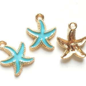 6stk goldfarbene Emaille Glasperlen Charm Glasperlen
