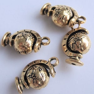 4pcs-lourd 3D ton or Globe charme-ton or Earth Charm, charme du monde, charme scolaire-plus de couleurs
