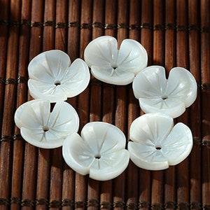 6pcs-handmade Genuine mother-of-Pearl shell flower beads cap,MOP shell beads stoppers
