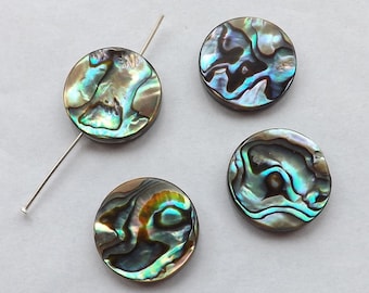 4pcs 2 sides-15mm Genuine Abalone Paua shell round beads,earring beads,bracelet beads