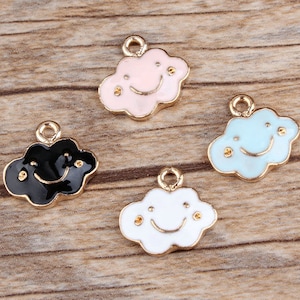 10pcs-enamel Cloud charm, smile face charm, emoji charm-enamel Charm-pick the color