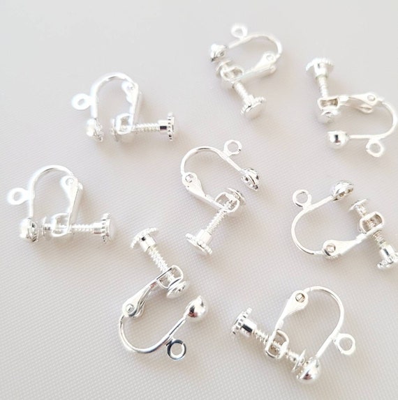 6pcs, 3 Pairs-silver Screw in Clip Earring Findings Screw Back