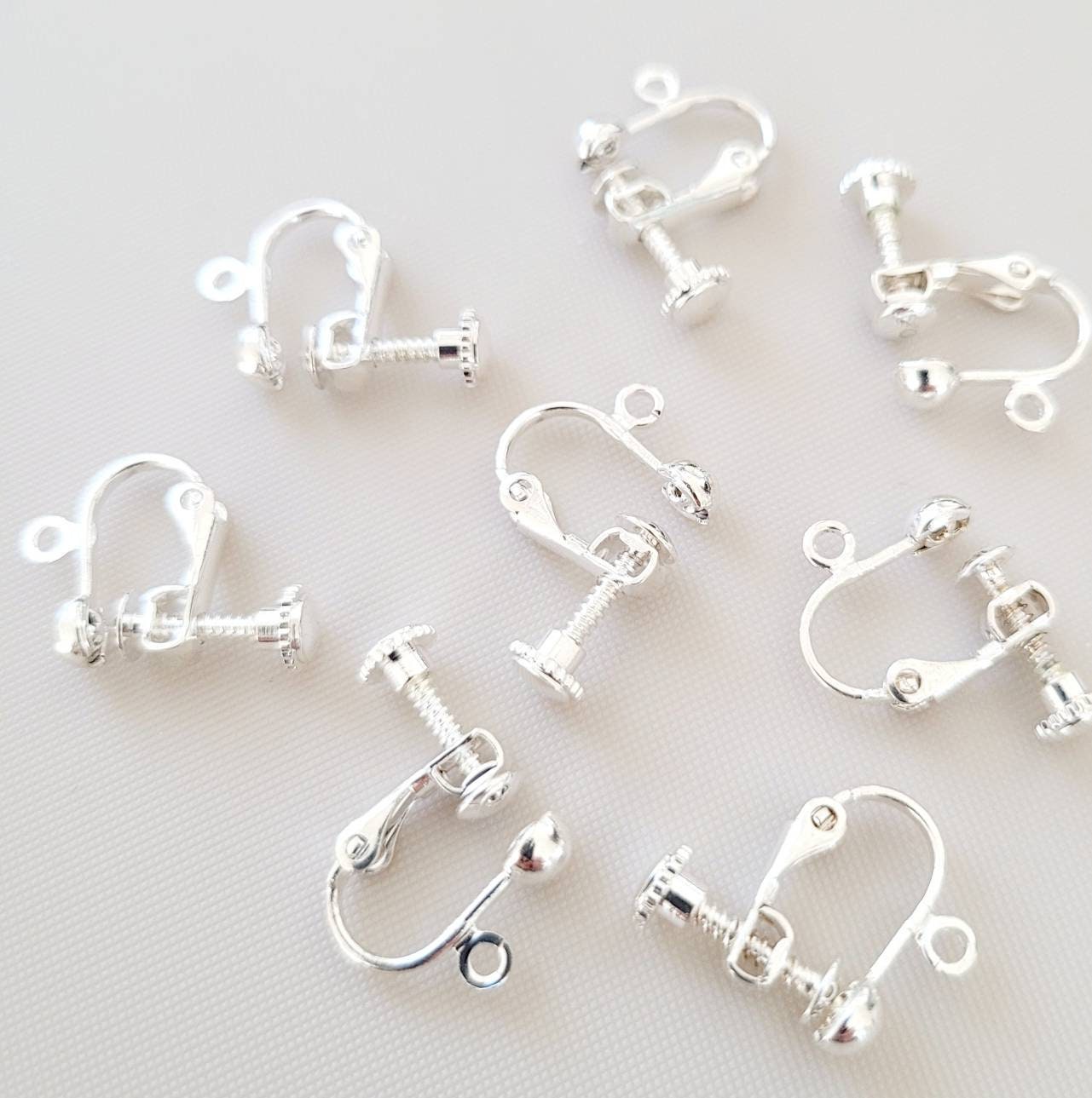 20 Pack Clip-On Earring Converters Hypoallergenic Earring Clip on Backs Parts Components Findings for DIY Earring and Pierced Ears (Silver), Women's