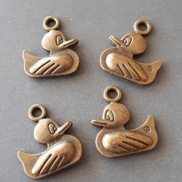 8pcs-2 sided Brass Rubber duck charm