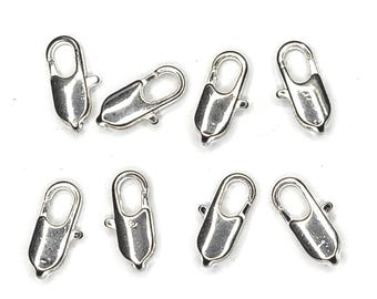 14 mm versilberter Karabinerverschluss für Halsketten- und Armbandherstellung, Schmuckzubehör