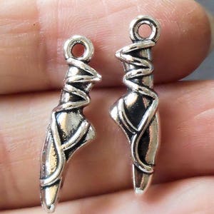 10pcs-3D Ballet Shoes charm-antique silver ballet shoes charm