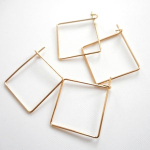 4pcs- Gold tone square frame earring post, square earring connector