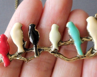 1pc-2.5" bronze tone colorful enamel Bird pendant-2 loop bird charm pendant- silver tone available