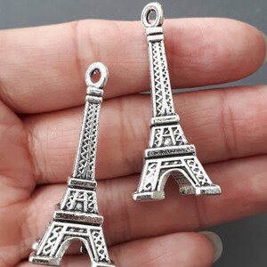 2pcs-1.5&quot;, 3D silver tone Eiffel Tower pendant-silver tone Eiffel Tower charm pendant
