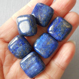 4pcs- Lapis Lazuli gemstone square beads, DIY Lapis Lazuli jewelry, Lapis square beads