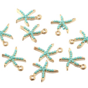 4pcs-gold tone blue Sea Star charm, earring charm -more styles