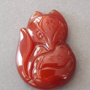 1.25 Fox pendant-carved red Agate gemstone Pendant,red Carnelian fox pendant image 2