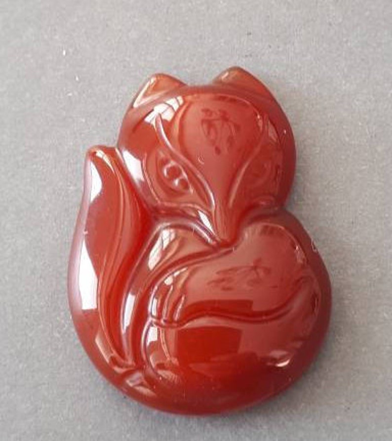 1.25 Fox pendant-carved red Agate gemstone Pendant,red Carnelian fox pendant image 2