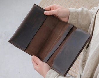 Custom size leather book cover, Personalized book cover, Book protector cover, Handmade book sleeves, Large book cover, Book cover with name
