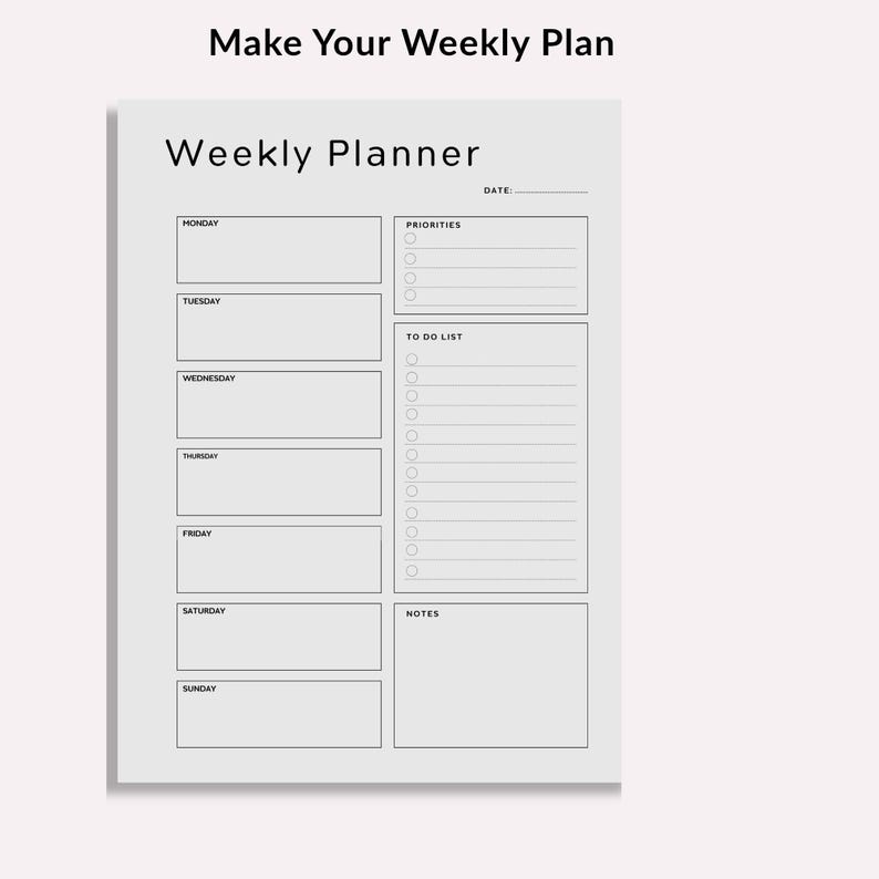 Minimal Daily & Weekly Planner Printable | A4 A5 Letter Sizes (PDF ...