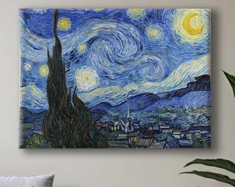 ヴィンセント・ヴァン・ゴッホ - 星月夜 (1888) 美術館品質のロールド