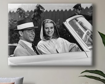 Lienzo decorativo para pared con Frank Sinatra y Grace Kelly - Póster enmarcado de Whiskey Blues - Imagen vintage de famosos