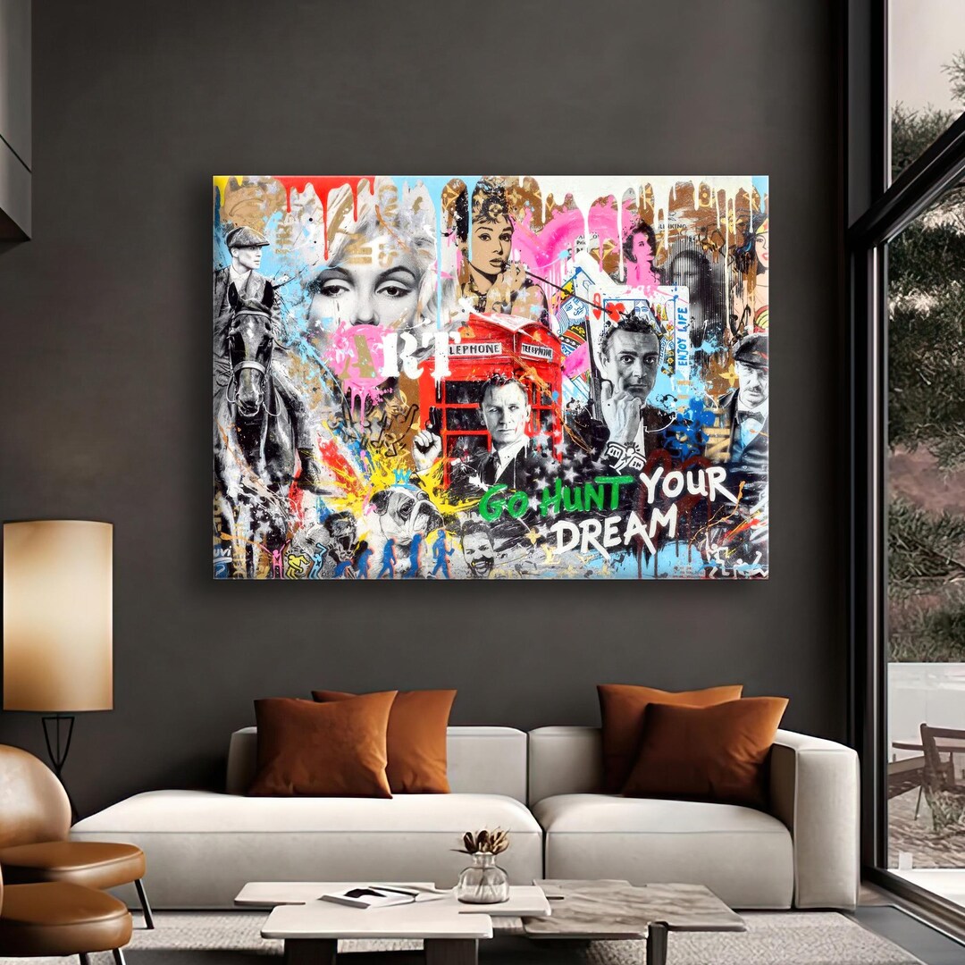 Affiche Graffiti Encadrée 'Trump' Par Revok, Style Pop Art, Grand Format