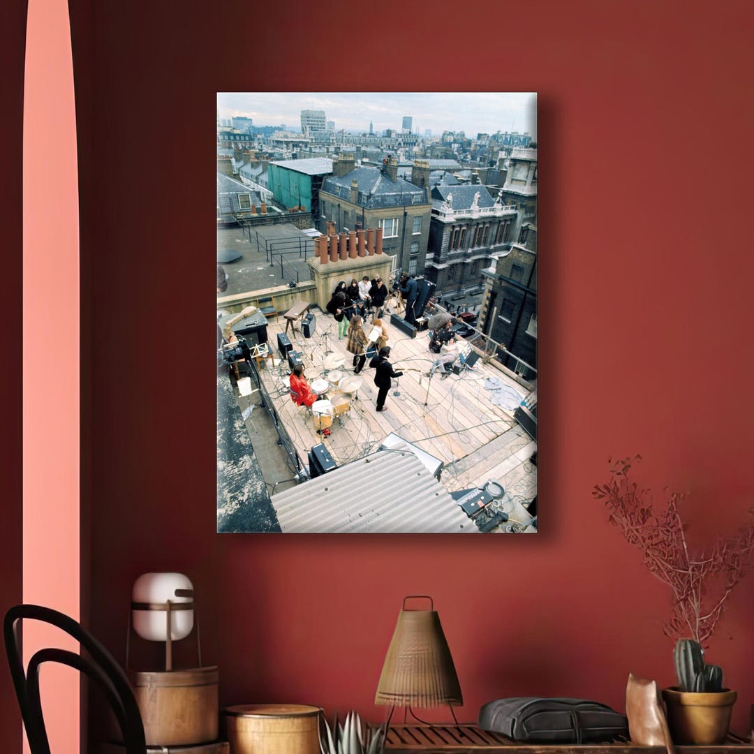 John Rooftop Concert John Lennon Rooftop Concert Canvas Wall Art – the Beatles Old School ...
