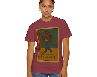 La Diablita Unisex T-Shirt - Fun Graphic Tee for Party Lovers, Gift for Friends, Casual Wear, Halloween, Unique Vintage Style
