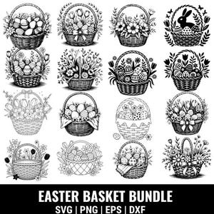 Easter Basket SVG Bundle, Easter Basket, Easter Basket PNG, Easter Clipart, Easter Cut Files For Cricut, Spring Bundle, Easter Basket