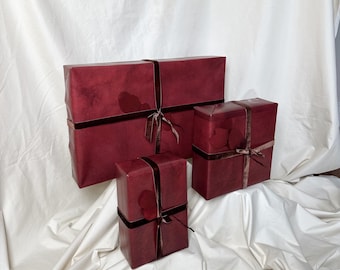 Papel de regalo italiano de terciopelo rojo - Papel de bellas artes de 90 g/m²