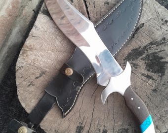 BLADEXART – Handmade D2 Steel Bowie | 15 Overall | natural handle | Free Leather Sheath