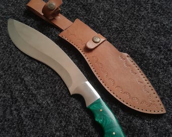 Handmade High Carbon Steel Kukri Knife | Hunting, Camping Leather Sheath