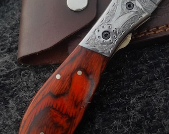 Handmade Damascus Steel Folding Knife | Custom Pocket Knife