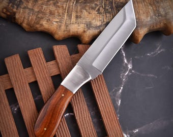 BLADEXART Knife – Handmade D2 Steel Skinner| 9 Overall | Leather & Rosewood Handle | Free Leather Sheath