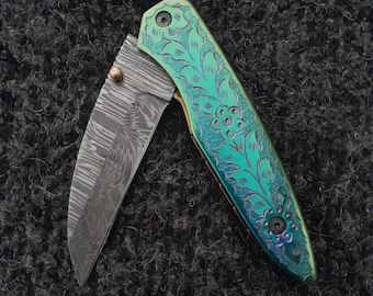 Bladexart _ Handmade Folding Knife | Damascus Blade | D2 Handle | Gift Friend, Christmas Gift