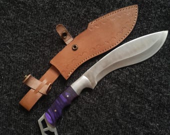Handmade Kukri Knife | Forged High Carbon Steel Blade, Leather Sheath