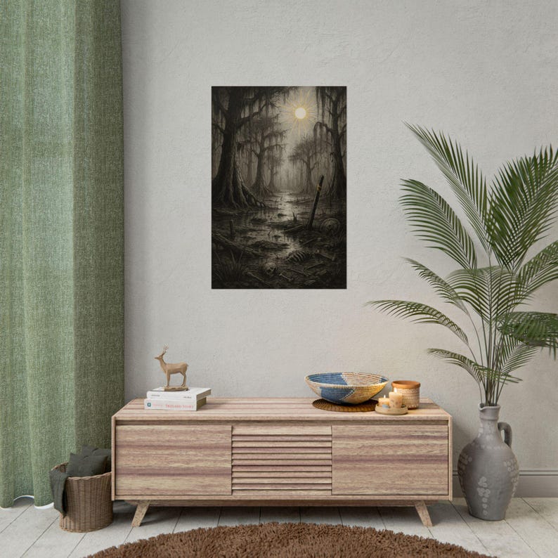 Haunting Forest Rolled Poster, Dark Art Print, Halloween Decor, Gothic ...