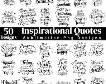 50 Inspirational Quotes Clipart Bundle, Motivational Phrase Illustrations, Inspirational Sayings for T Shirt Sublimation, Digital Download